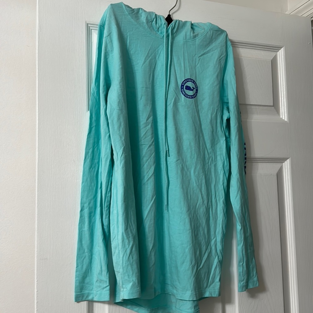 Vineyard vines turquoise cotton hooded long sleeve